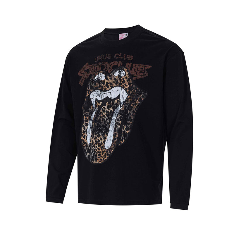 レオパード柄リップロゴ 長袖グラフィックTシャツ