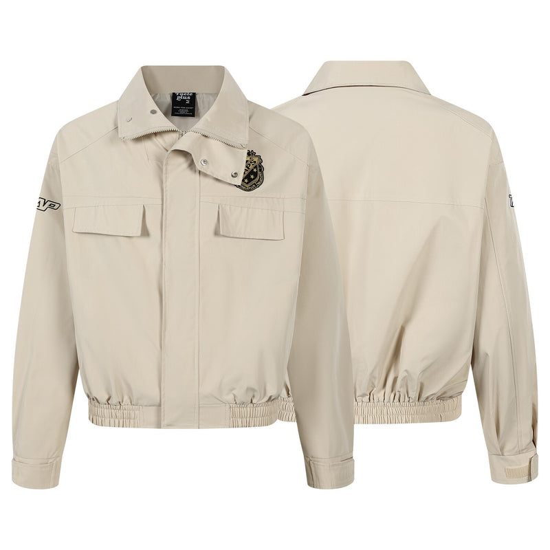 Oversized Harrington Jacket with Embroidered Badge Patch