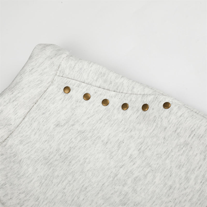Wide Leg Sweatpants with Gold Stud Detail & Drawstring Waist