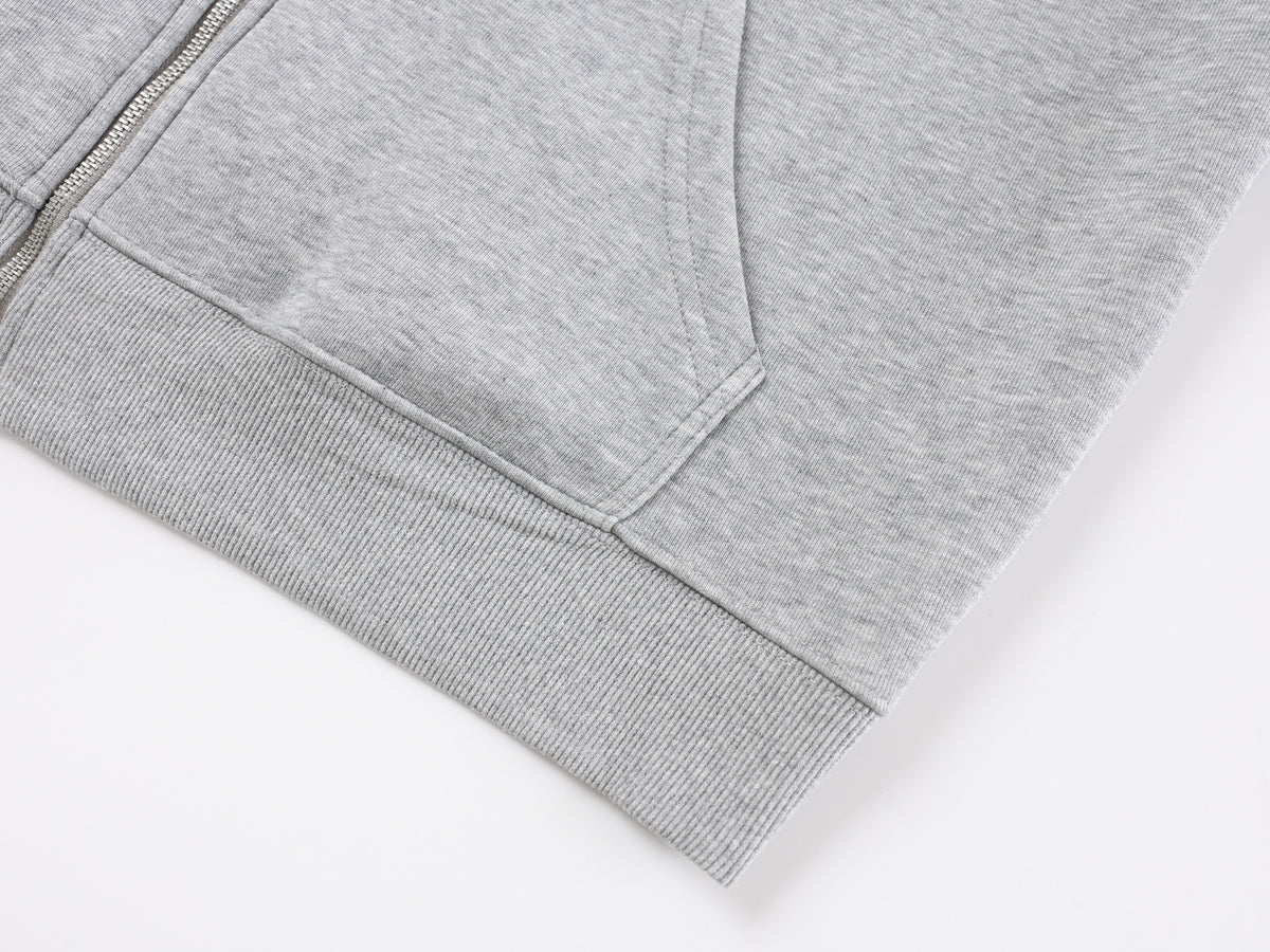 Designer Zip-Up Hoodie with Metal Stud Detail — Heavyweight Oversized Fit