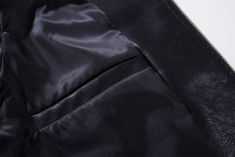 Veste militaire noire pour homme en similicuir PU avec double rangée de boutons argentés