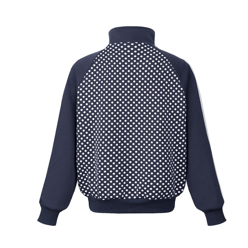 Veste de survêtement zippée à col montant, pois et manches à bandes
