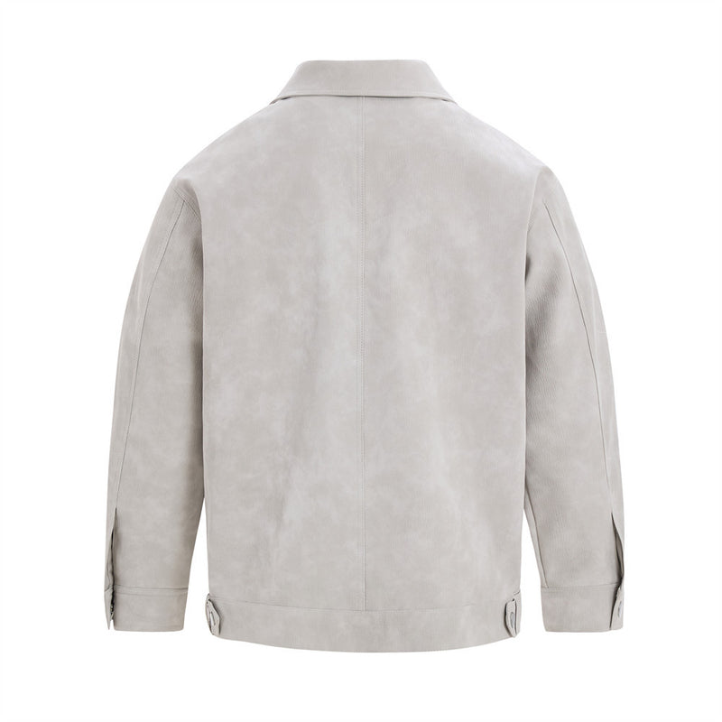 Men's Vintage Distressed PU Leather Zip-Up Jacket – Relaxed Fit Retro Street