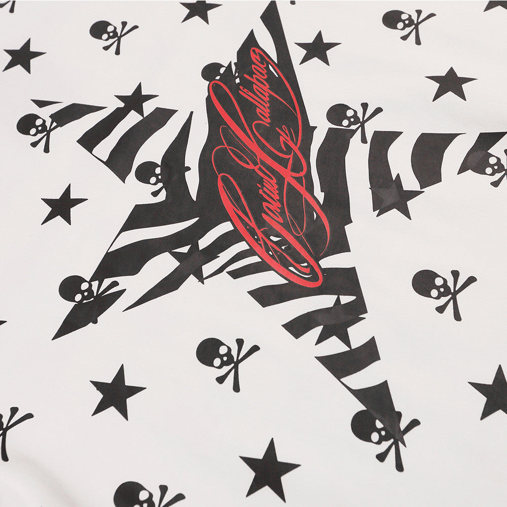Skull & Star Print Raglan Long Sleeve Graphic Tee – Hip-Hop Color Block