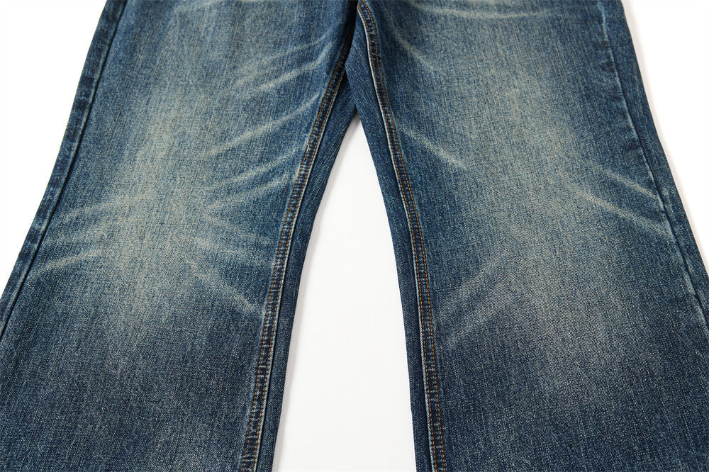 Wide-Leg Washed Distressed Jeans – Men's Vintage American Streetwear