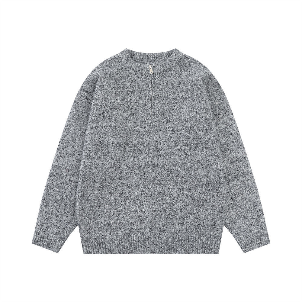 Pull homme demi-zip – Maille chinée et coupe décontractée