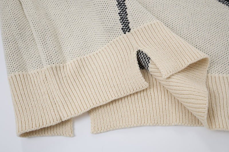 Pull homme col rond oversize en maille jacquard étoile effet usé