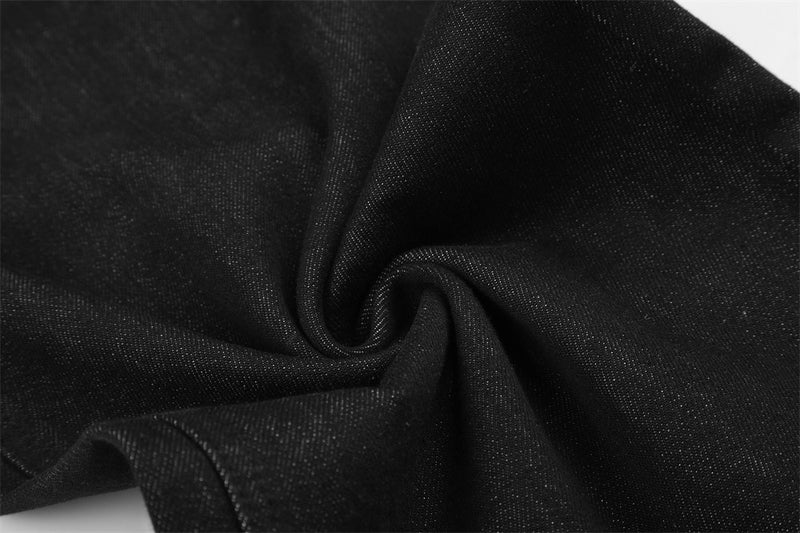 Jean barrel à jambes larges avec imprimé étoiles et script – Denim noir