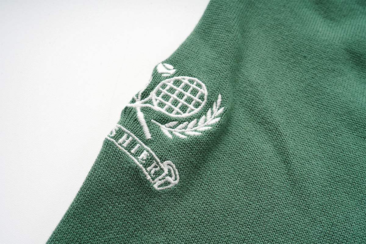 Crewneck Sweatshirt College Retro Embroidered Logo Contrast Tipping