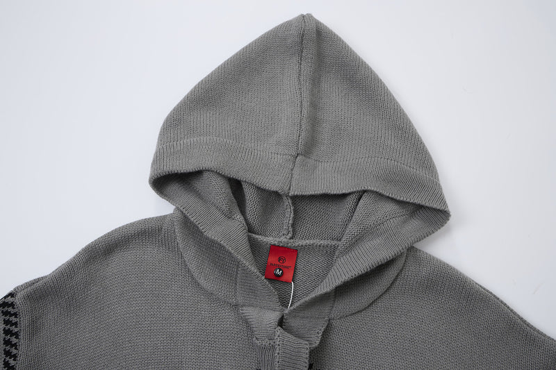 Pull à capuche oversize en maille jacquard avec grand motif graphique sur le devant