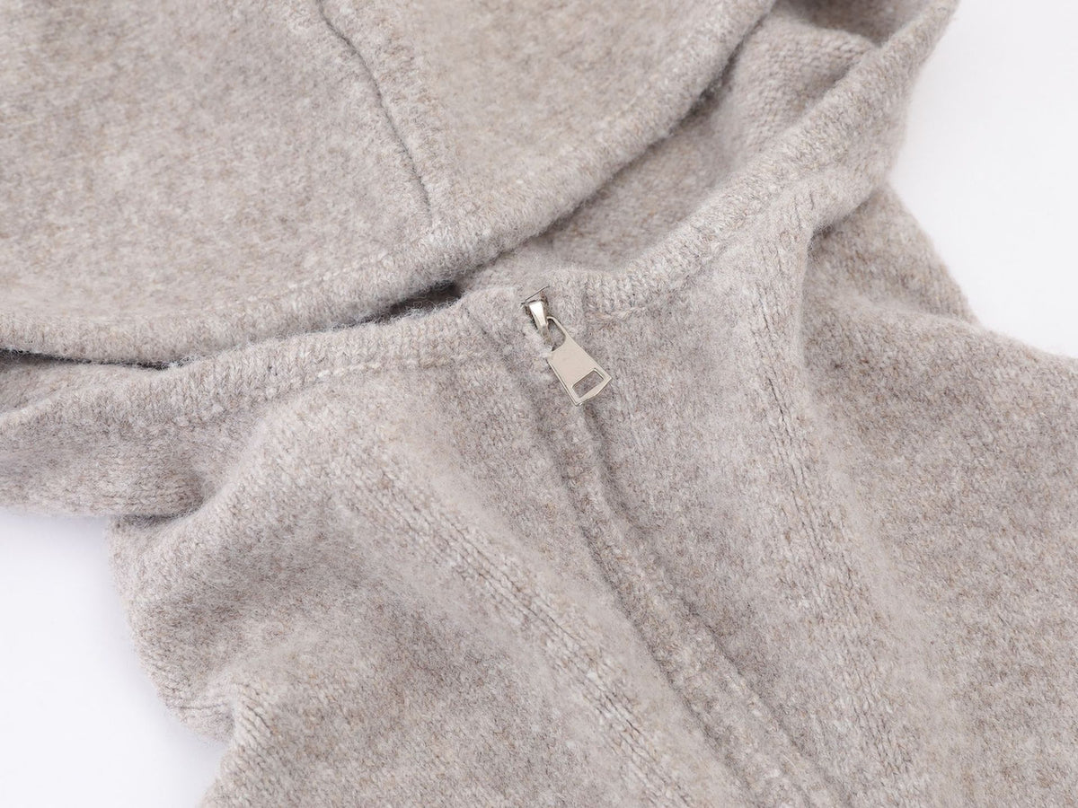 Knit Zip-Up Hoodie with Eagle Graphic Back — Relaxed Fit Streetwear Cardigan