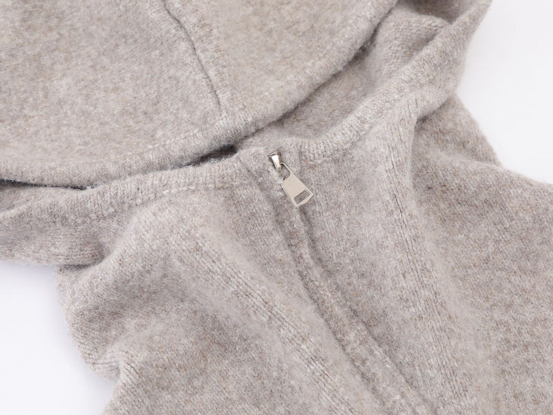 Knit Zip-Up Hoodie with Eagle Graphic Back — Relaxed Fit Streetwear Cardigan