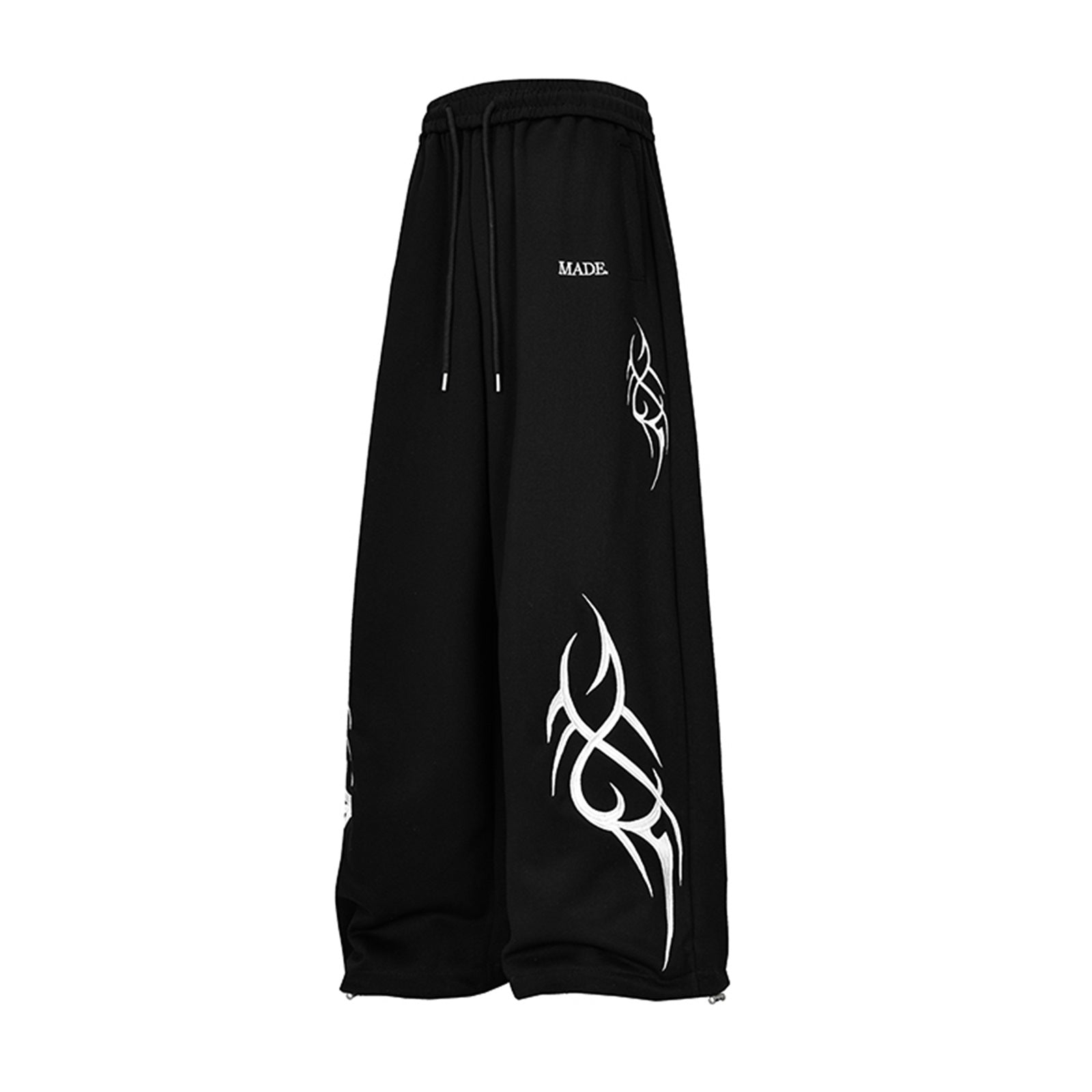 Tribal Print Wide-Leg Sweatpants with Drawstring Waist