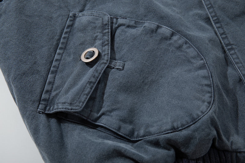 Men's Vintage Washed Bomber Jacket – Padded American Flight Jacket in Blue