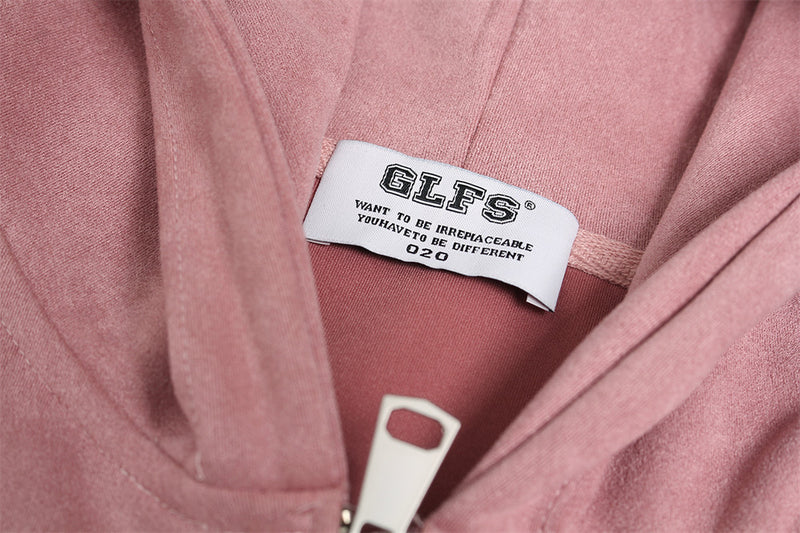 Baggy Zip Up Hoodie with Letter Appliqué — Oversized Streetwear Zip Hoodie