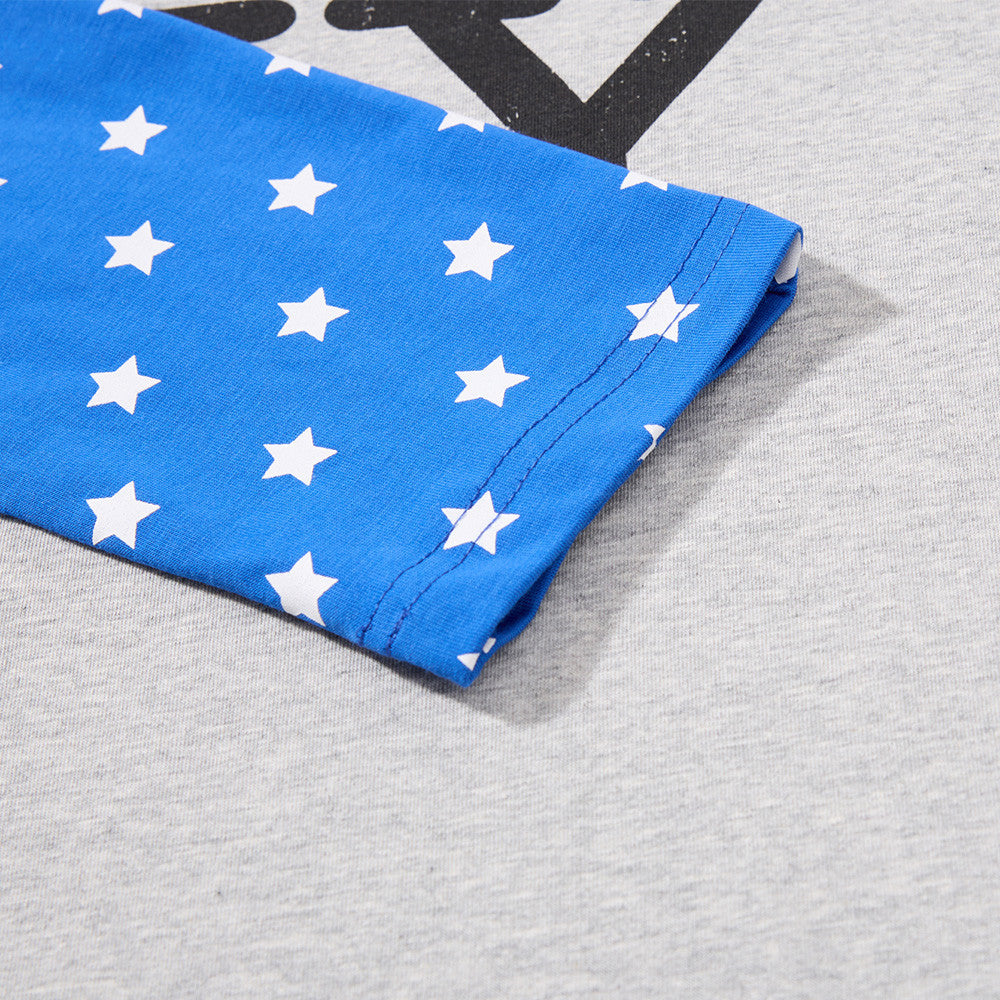 Men's Long Sleeve Raglan T-Shirt – Star Print Colorblock Graphic Tee