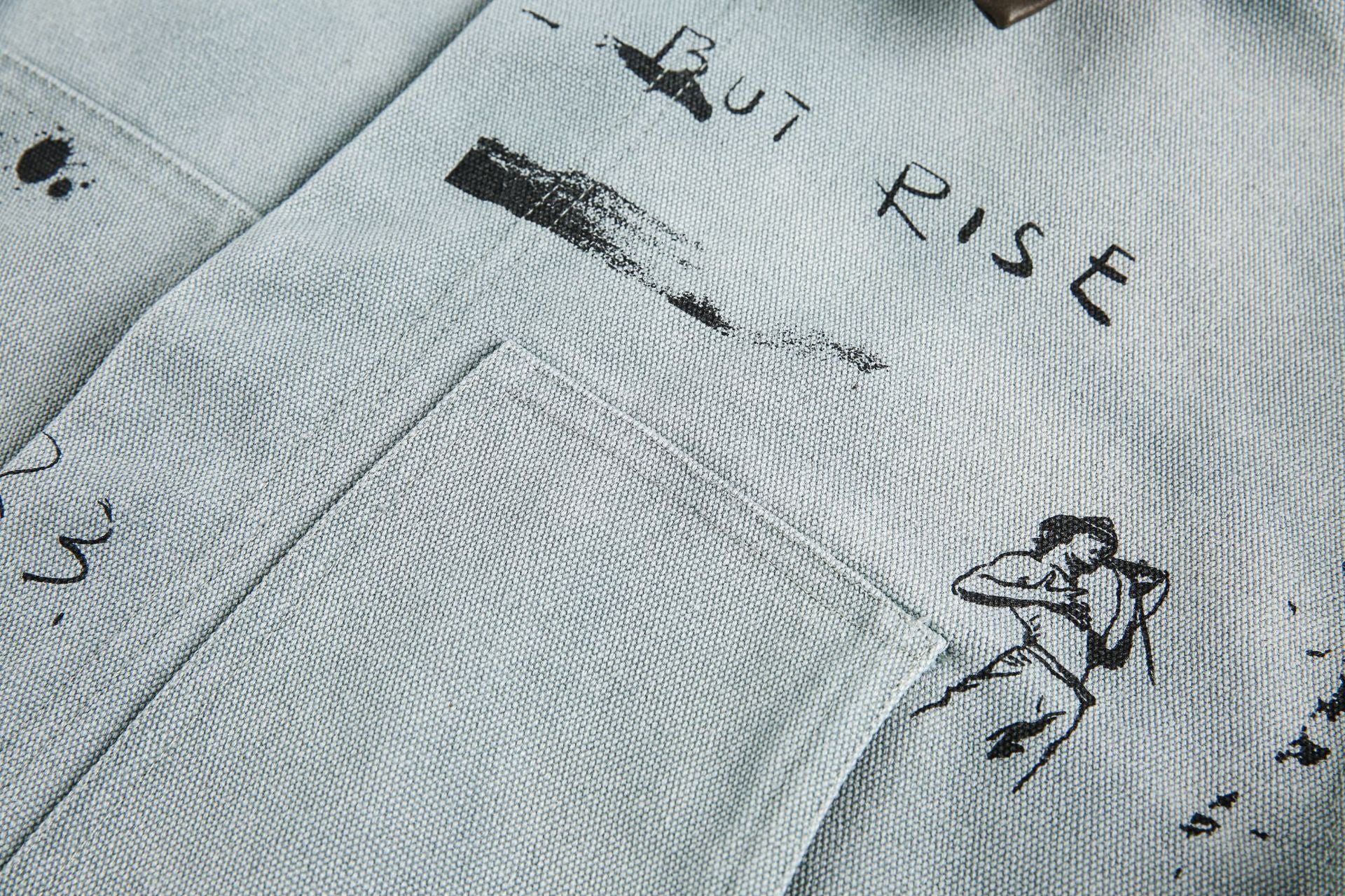 Veste de travail vintage en toile canvas délavée – Manteau workwear imprimé, style Detroit