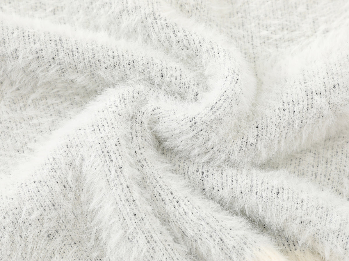 Cartoon Rabbit Angel Knit Sweater – Mixed Star & Stripe Fuzzy Pullover with