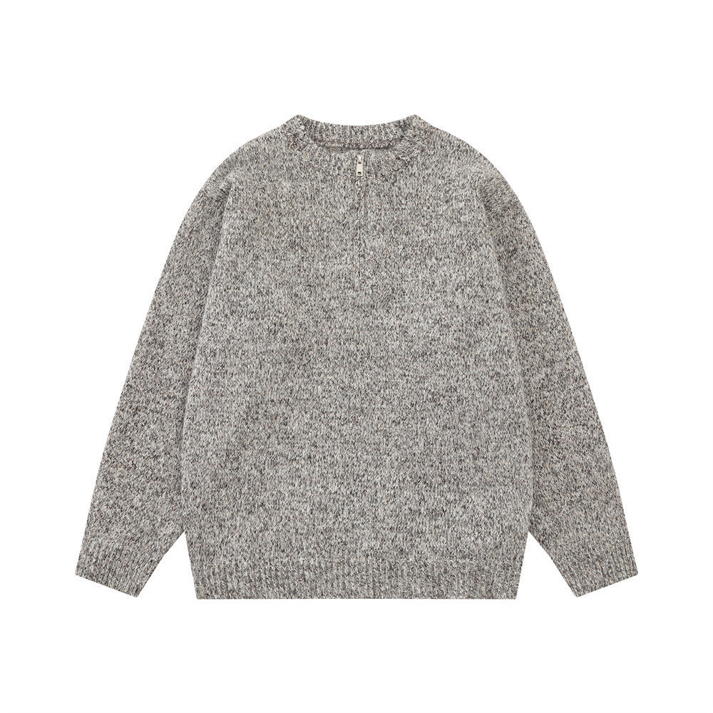 Pull homme demi-zip – Maille chinée et coupe décontractée