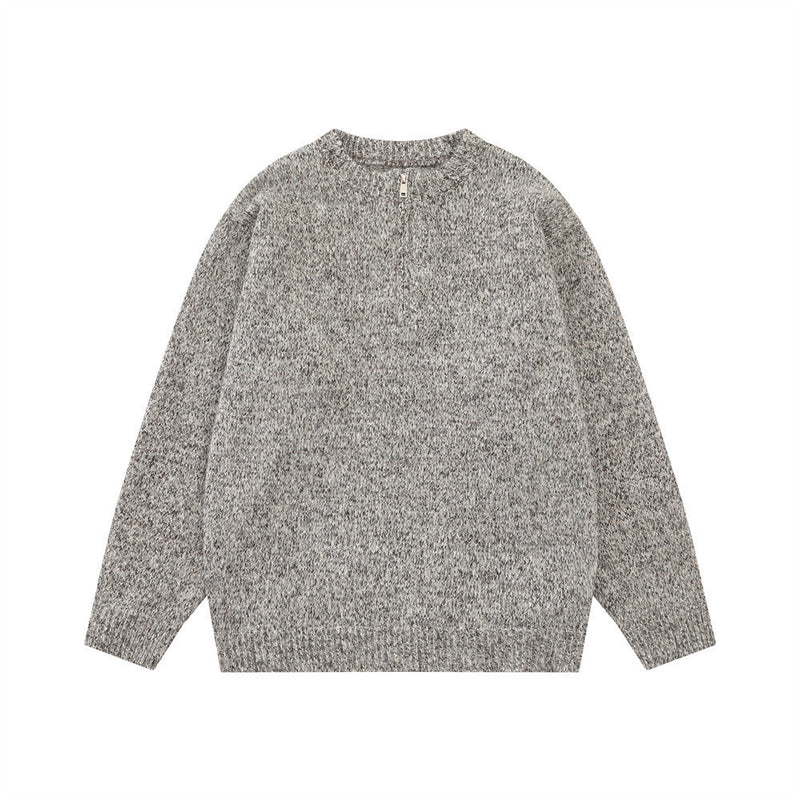 Pull homme demi-zip – Maille chinée et coupe décontractée