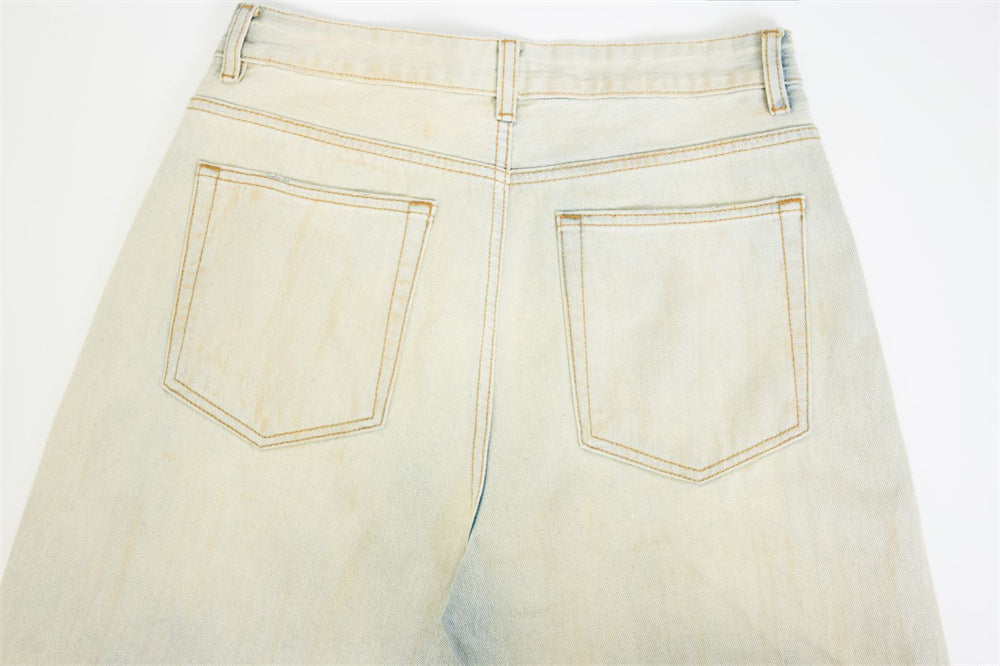 Baggy Pants for Men – Wide Leg Washed Light Blue Denim Jeans
