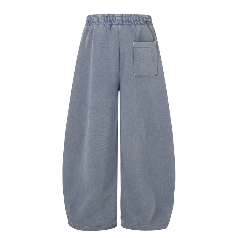 Wide-Leg Sweatpants with Cross & Madonna Graphic – Acid Wash Streetwear Joggers
