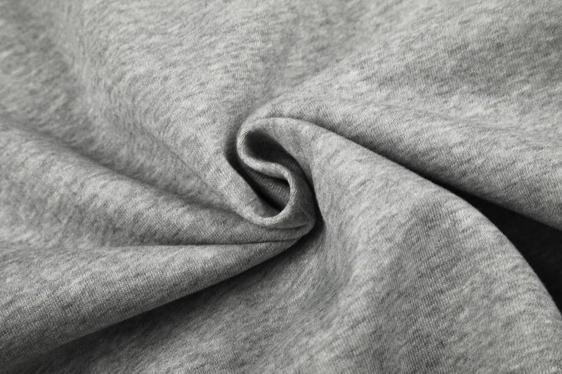 Hoodie zippé avec bordure de capuche en fausse fourrure et imprimé microphone – Gris chiné
