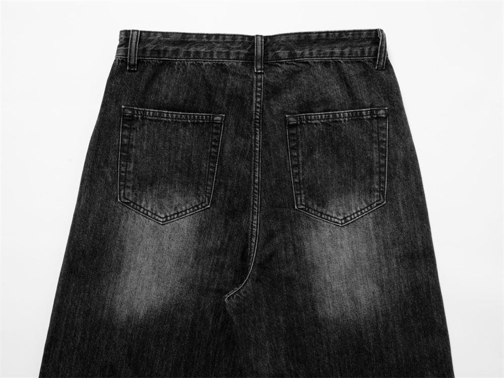Baggy Black Jeans Men – Wide Leg Vintage Washed Straight Denim Pants