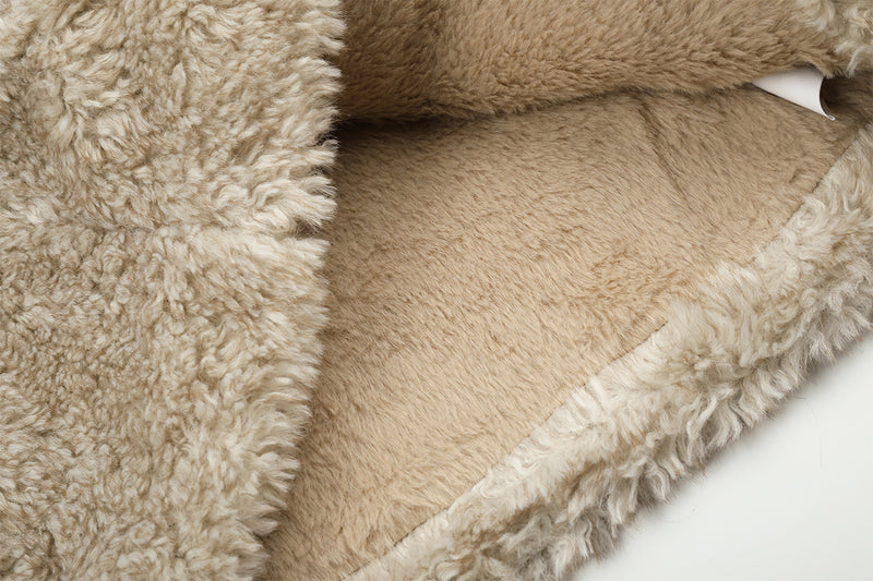 Gilet zippé sans manches en imitation peau lainée à col montant – Polaire teddy