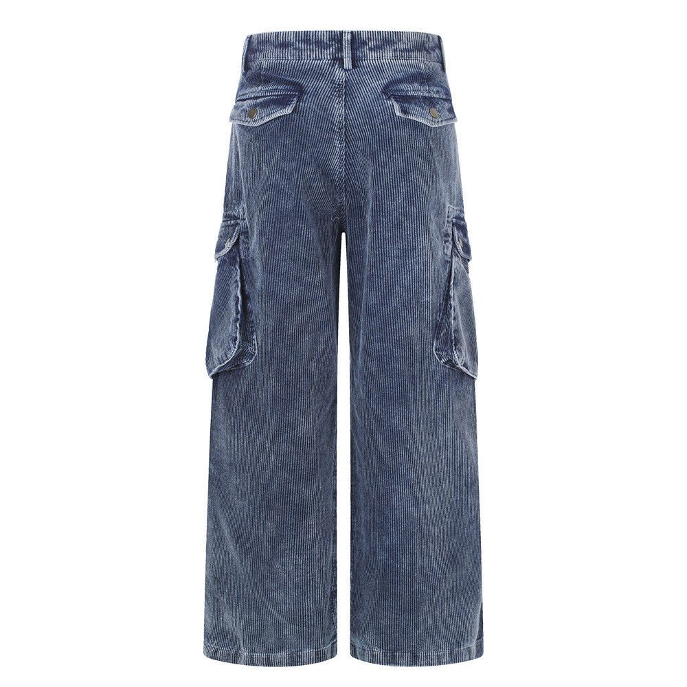 Herren-Cargohose aus Cord – Weites Bein, viele Taschen, Vintage-Washed-Look