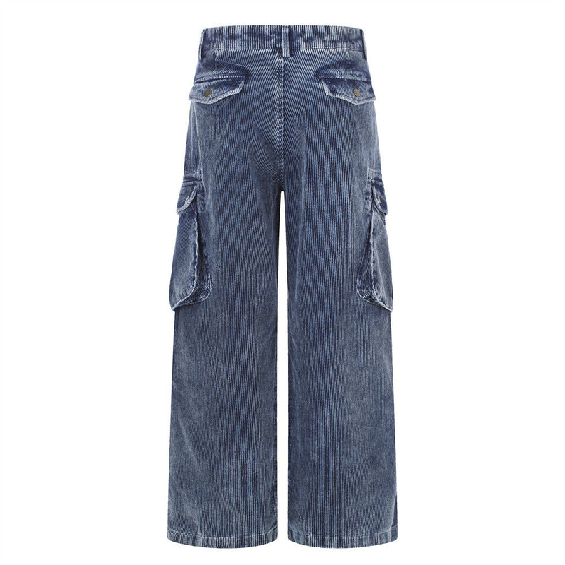 Herren-Cargohose aus Cord – Weites Bein, viele Taschen, Vintage-Washed-Look