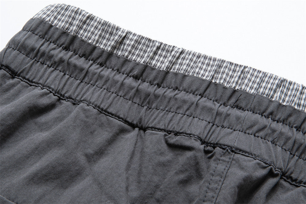 Men's Wide-Leg Cargo Pants with Double Waistband & Drawstring
