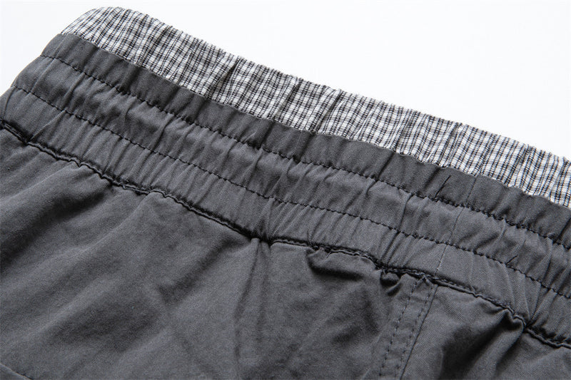 Men's Wide-Leg Cargo Pants with Double Waistband & Drawstring
