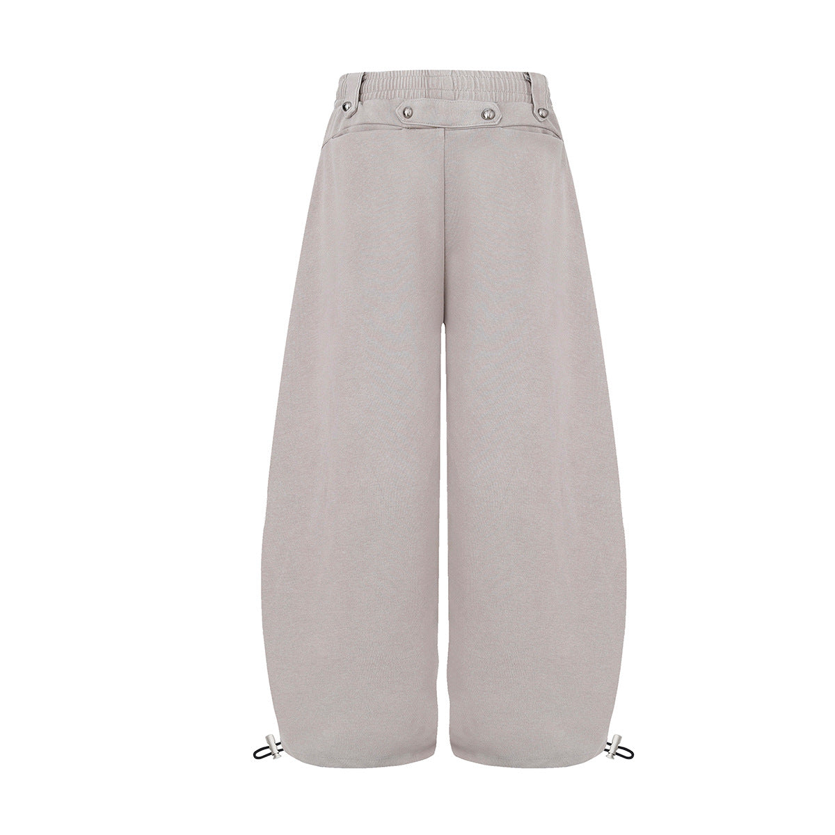 Wide-Leg Sweatpants with Decorative Button Panel & Drawstring Waist