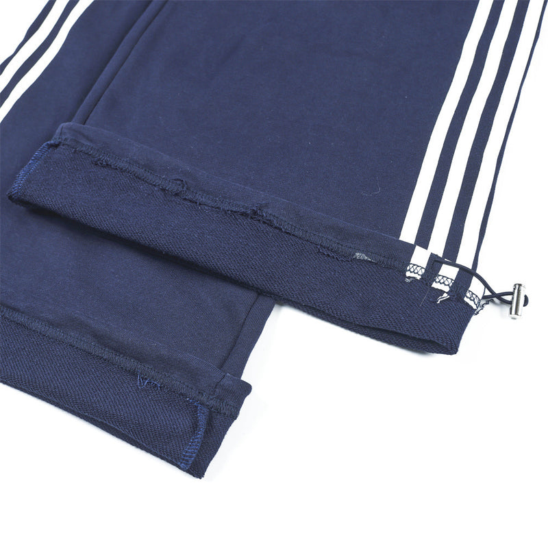 Wide-Leg Track Pants – Navy Blue with Contrast Side Stripes