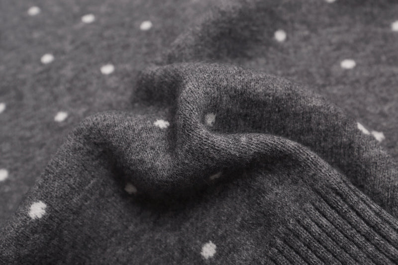 Polka Dot Knit Cardigan Sweater – Cropped Button-Up Vintage Style