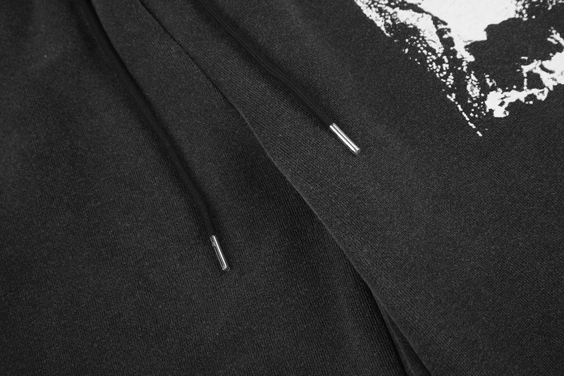 Pantalon de survêtement baggy wide leg avec imprimé gothique Madonna et typographie – Streetwear délavé