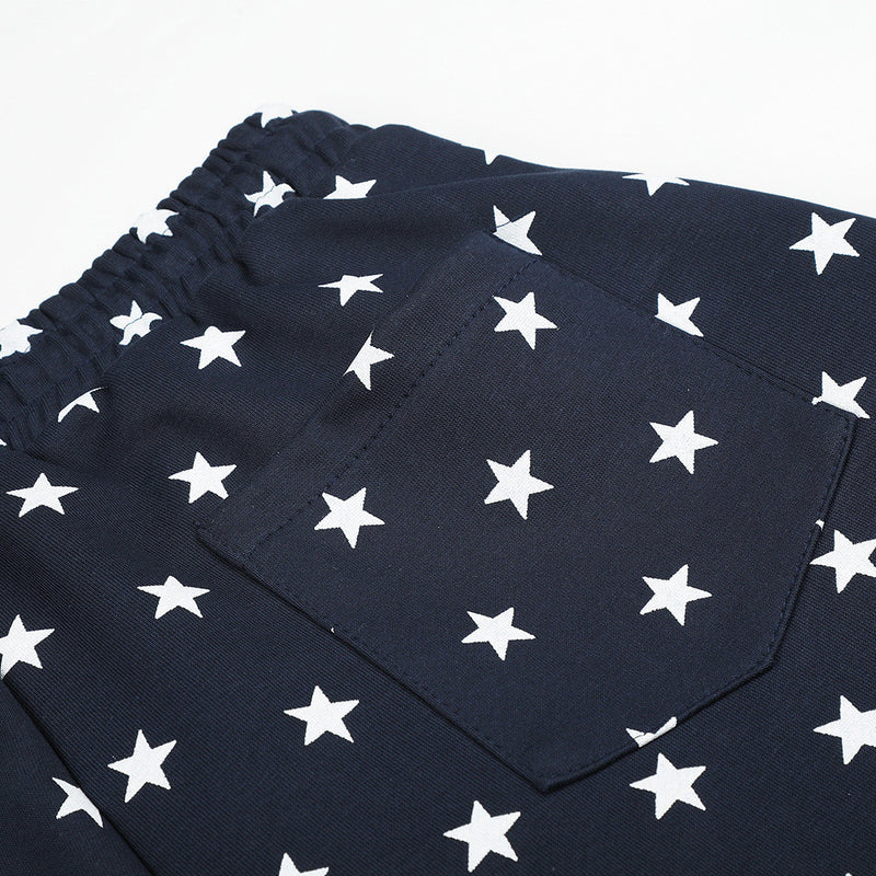 Wide-Leg Star & Letter Print Pants – Men's Hip-Hop Streetwear Baggy Fit