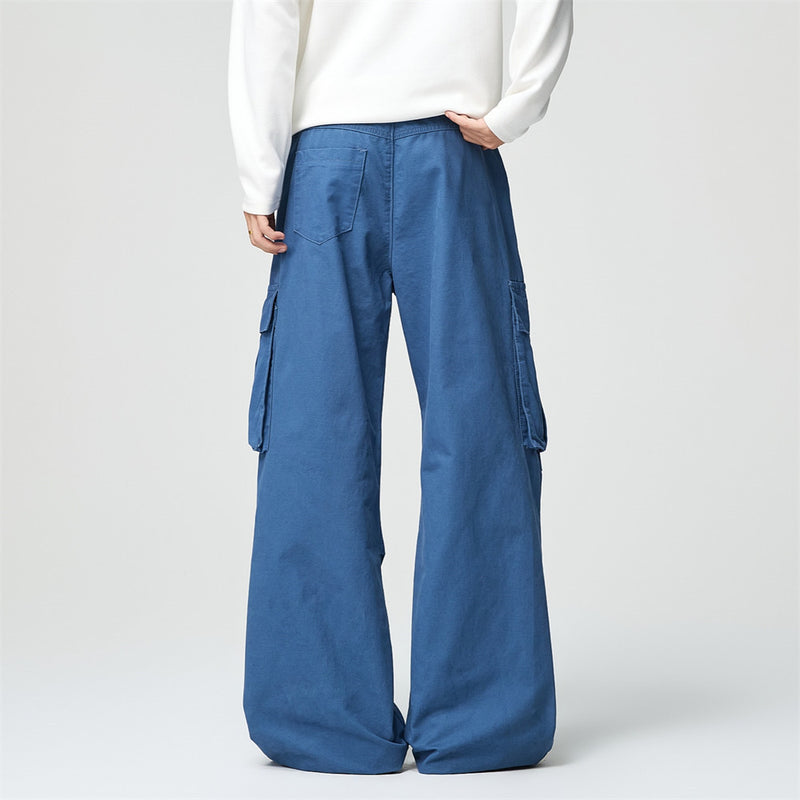 Men's Wide-Leg Cargo Pants – Relaxed Fit Multi-Pocket Workwear Trousers