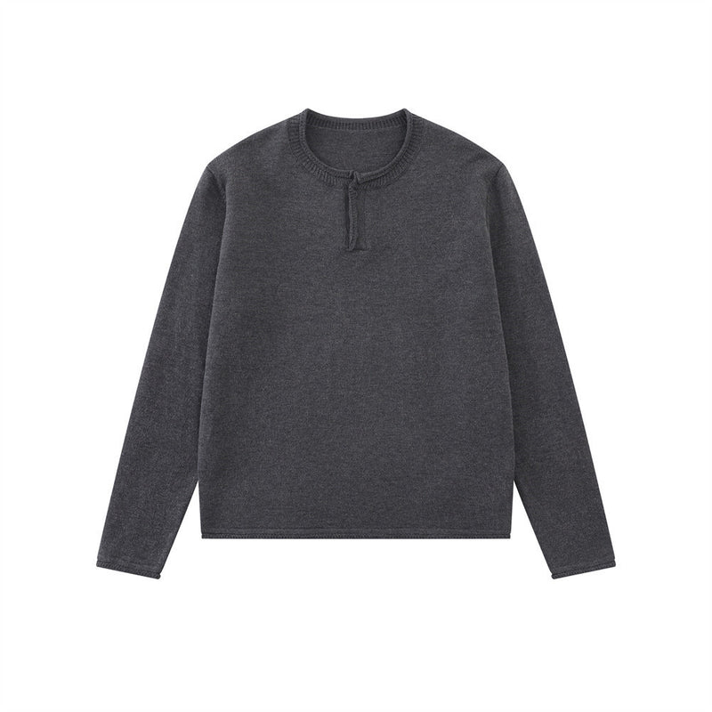 Men's Henley Neck Long-Sleeve Knit Sweater – Relaxed Streetwear Fit