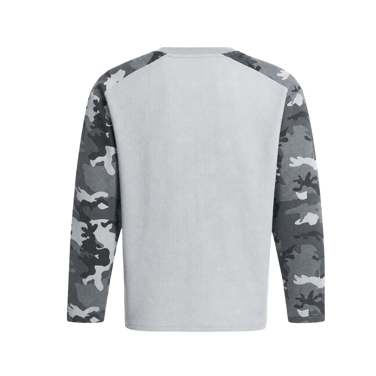 MT99 Raglan-Langarmshirt aus Waffelstrick mit Camouflage – graues Urban-Streetwear-Top