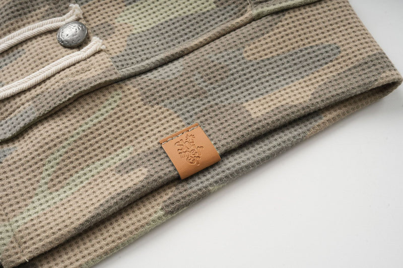 Camo Zip-Up Hoodie with Military Braid Detail – Cropped Fit