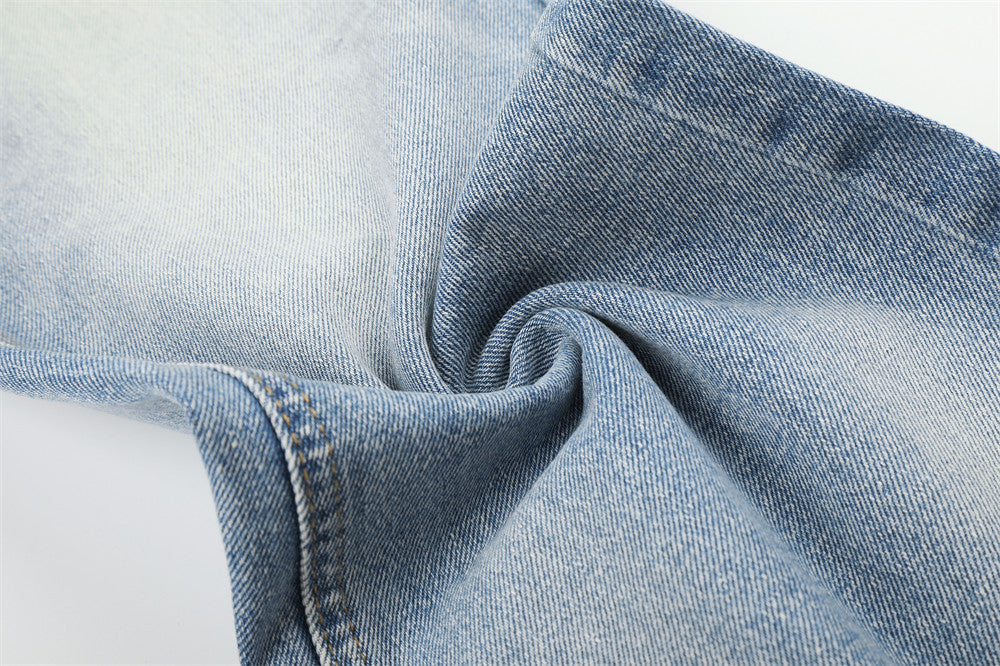 Jeans larges délavés à effet dégradé – Pantalon en denim droit ample pour homme