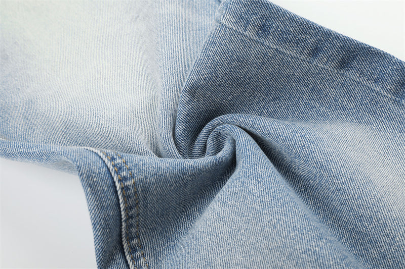 Jeans larges délavés à effet dégradé – Pantalon en denim droit ample pour homme