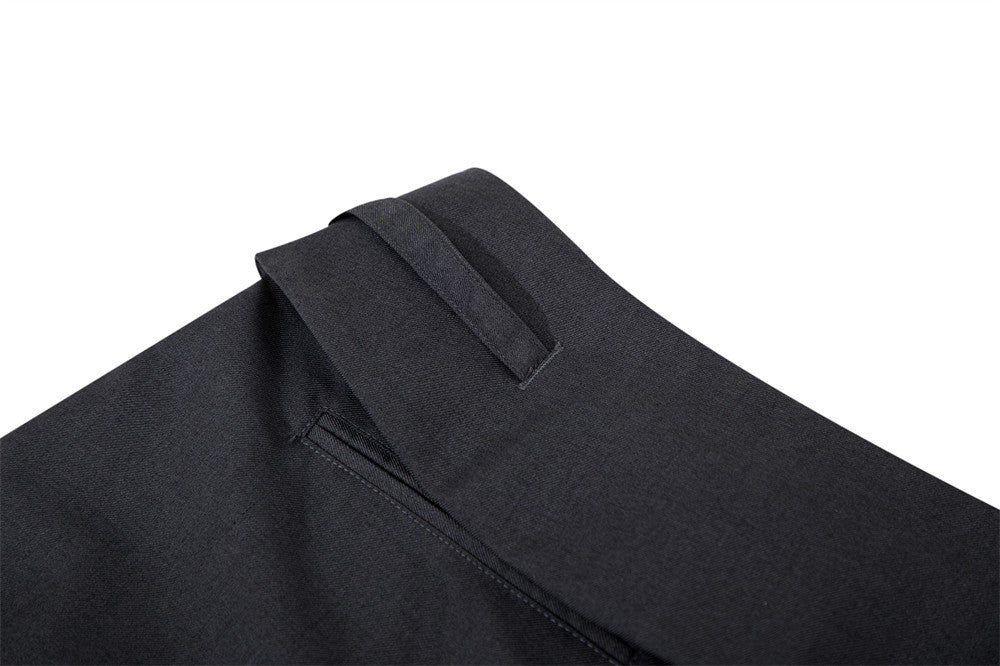 Wide-Leg Pleated Trousers with Fold-Over Waist & Drawstring