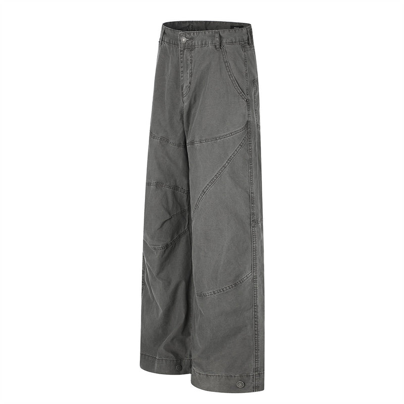 Wide-Leg Cargo Pants with Deconstructed Patchwork Seam Detail