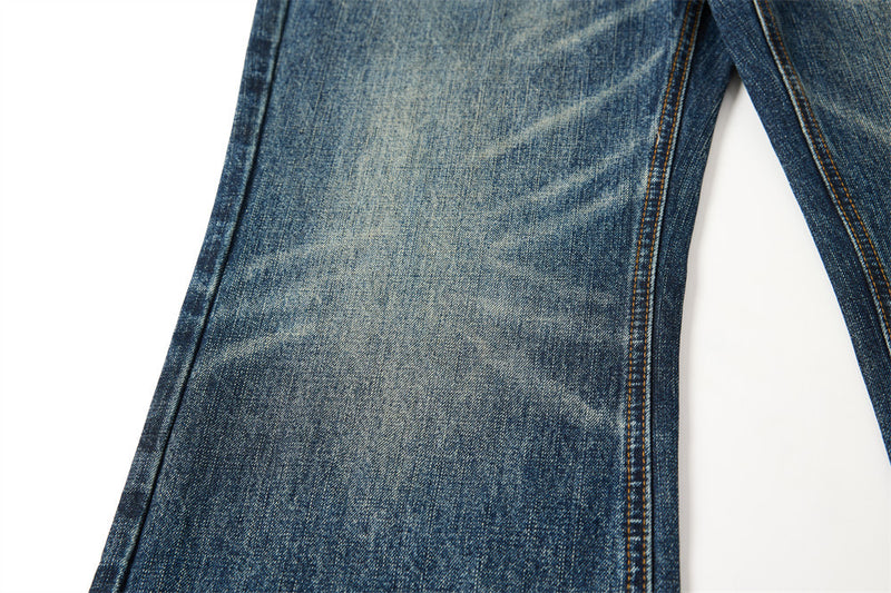 Wide-Leg Washed Distressed Jeans – Men's Vintage American Streetwear