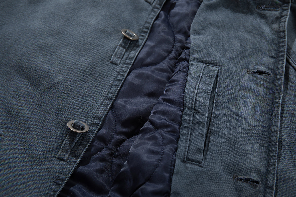 Men's Vintage Washed Bomber Jacket – Padded American Flight Jacket in Blue