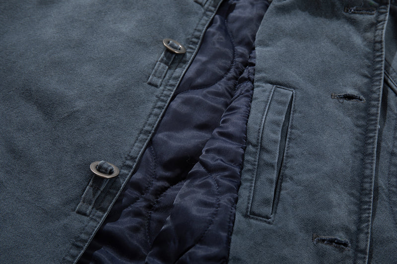Men's Vintage Washed Bomber Jacket – Padded American Flight Jacket in Blue