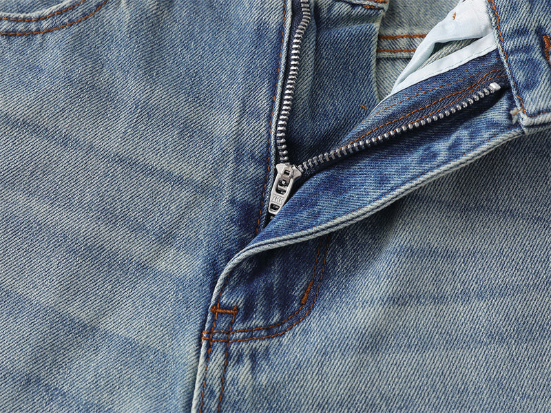Wide-Leg Baggy Jeans Men – Light Blue Vintage Washed Straight Fit